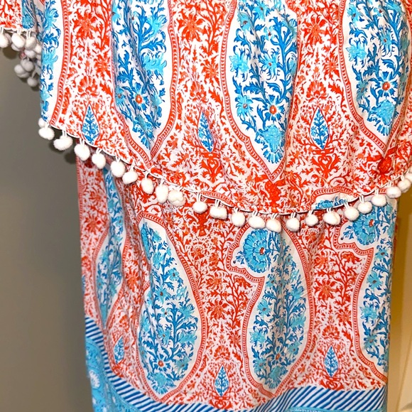 Crown & Ivy Orange & Turquoise Tropical off the shoulder Top NWT size XL - Picture 2 of 11